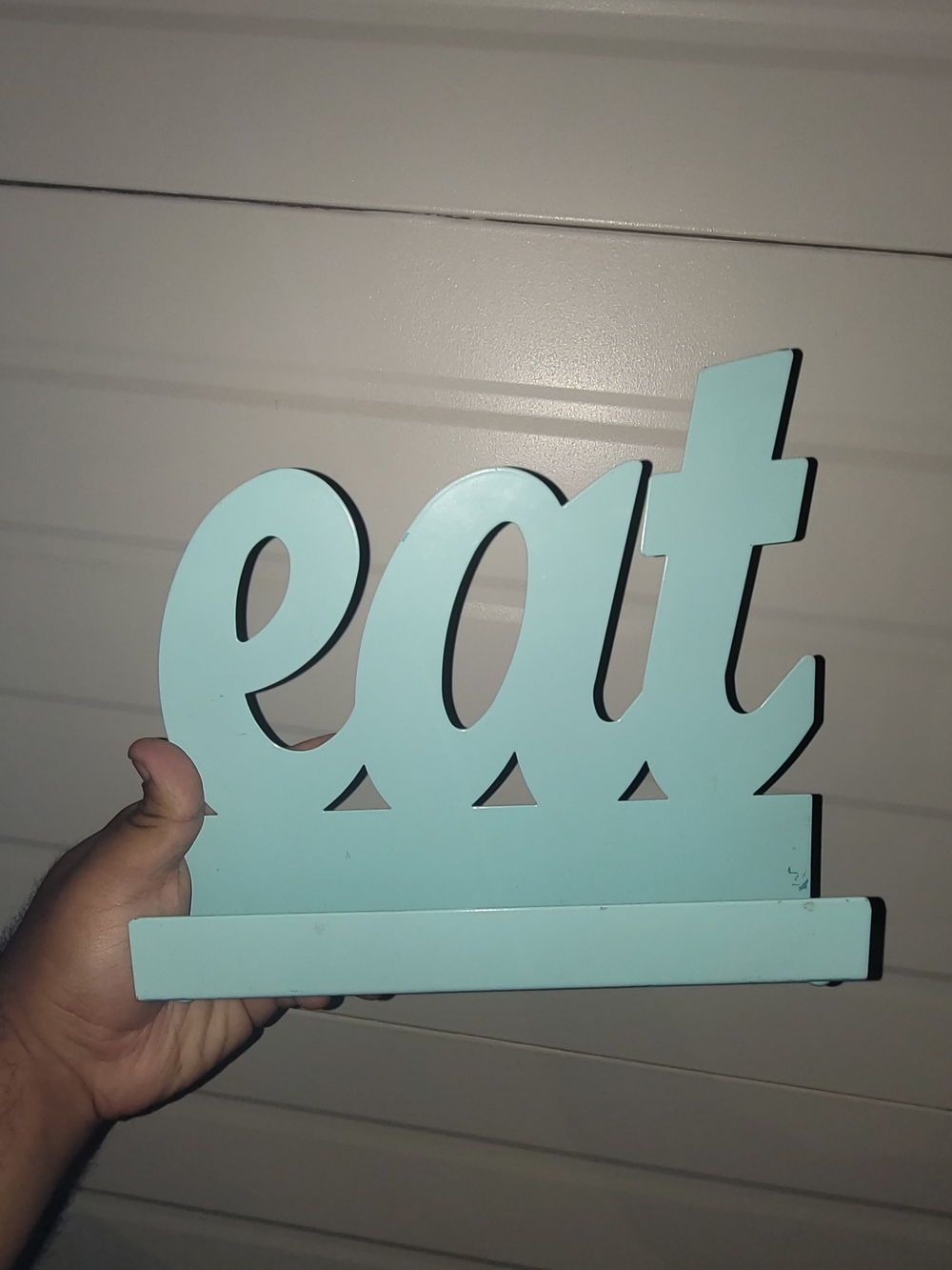 Cookbook or Tablet Holder Stand Kitchen says eat Teal 10-Inch Display Countertop
